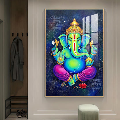 Lord Vinayak Glass Finish Vertical Wall Art