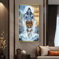 Shiv Parvati Glass Finish Vertical Wall Art