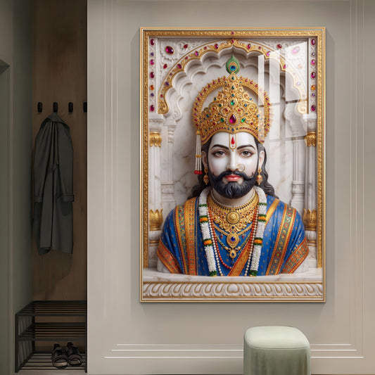 Khatushyam Baba Glass Finish Vertical Wall Art