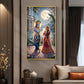 Sri Radha Krishna Glass Finish Vertical Wall Art