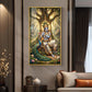 Divine Krishna Ji With Flute Glass Finish Vertical Wall Art