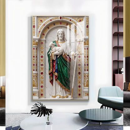 DIvine God jesus Glass Finish Vertical Wall Art