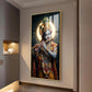 Divine Hare Krishna Glass Finish Vertical Wall Art