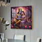 Loving Beautiful Radha Krishna Glass Finish Square Wall Art