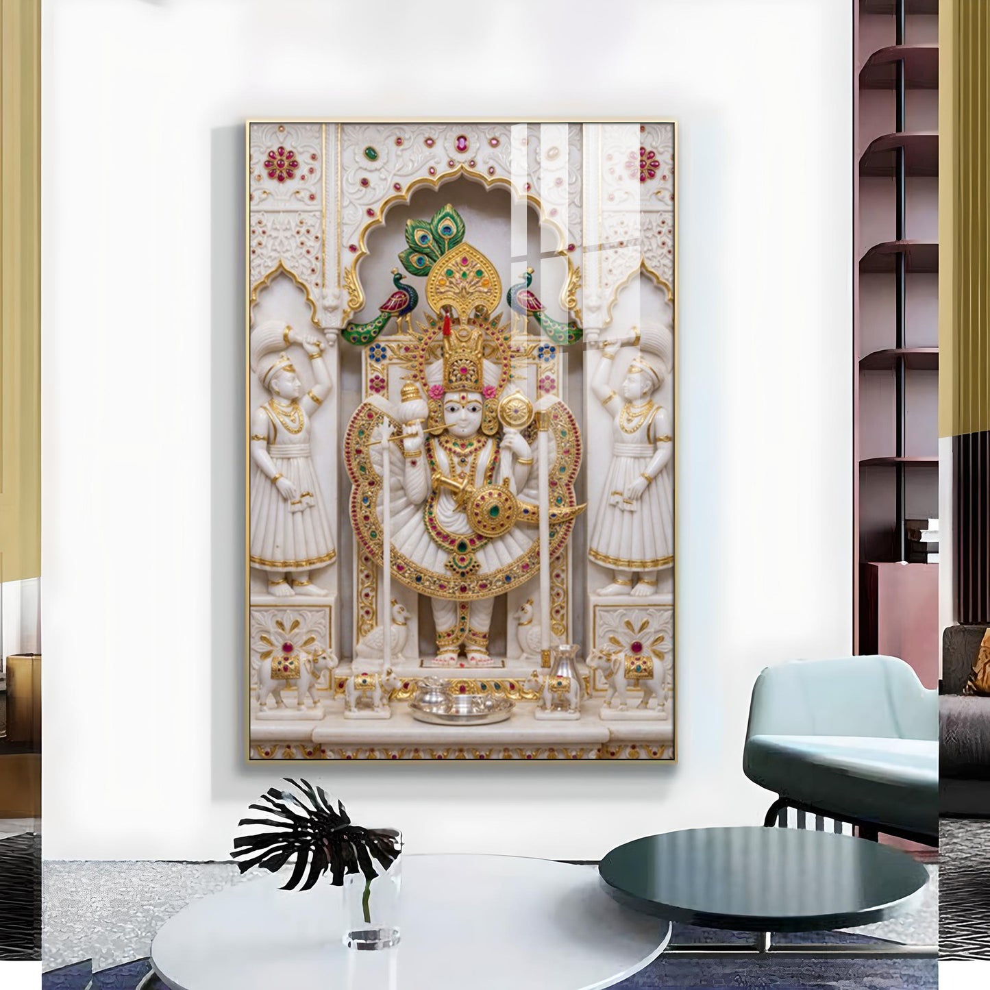 Shri Ranchor Raiji Glass Finish Vertical Wall Art