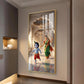 Little kanha With Maa Yashoda Glass Finish Vertical Wall Art
