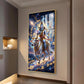 Lord Shiva With Nandi Glass Finish Vertical Wall Art