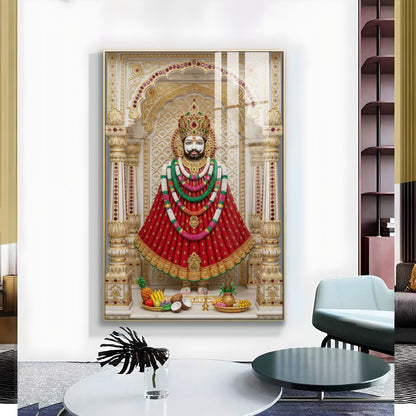 Khatu Naresh Shyam Baba Glass Finish Vertical Wall Art
