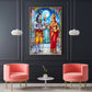 Annapurna Devi Offering Food To Lord Shiva Glass Finish Vertical Wall Art