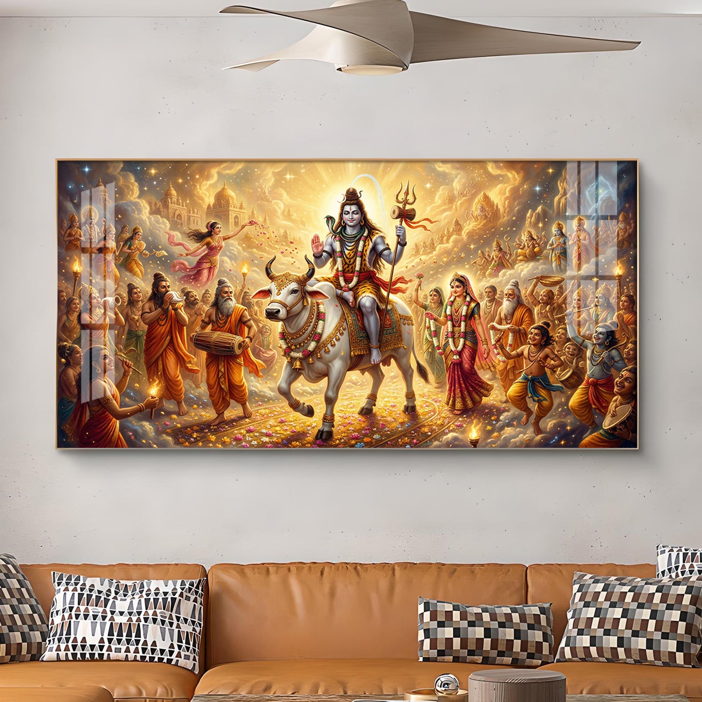 Har Har Mahadev Shambhu Glass Finish Horizontal Wall Art