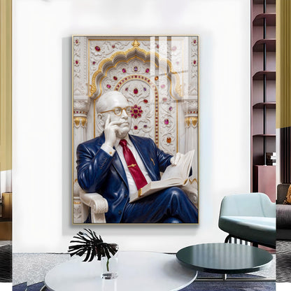 Dr. B.R. Ambedkar Glass Finish Vertical Wall Art