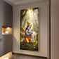 Bal Krishna With Calf Glass Finish Vertical Wall Art