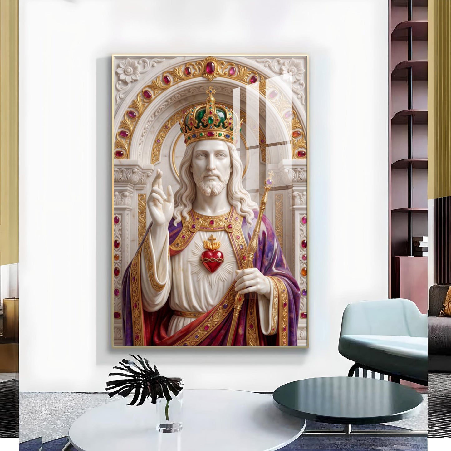 Christ The King Glass Finish Vertical Wall Art