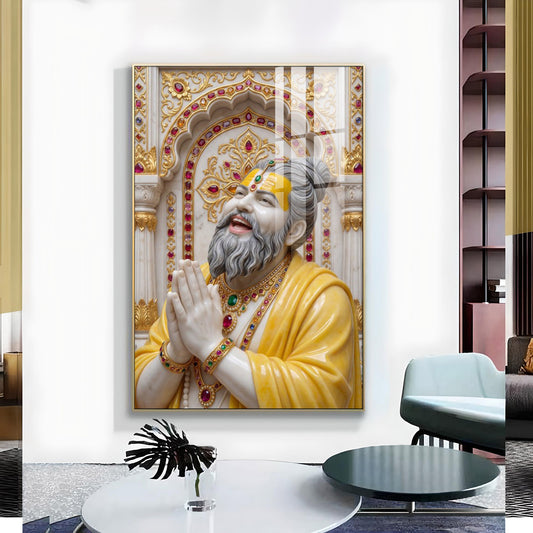 Premanand Ji Maharaj Glass Finish Vertical Wall Art