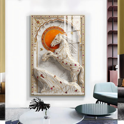 The Sacred Horse Glass Finish Vertical Wall Art