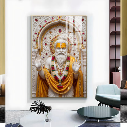 Premanand Maharaj Ji Glass Finish Vertical Wall Art