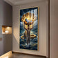 Lord Krishna with Vasudeva Glass Finish Vertical Wall Art