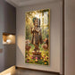 Lord Krishna With Playing the Flute Glass Finish Vertical Wall Art