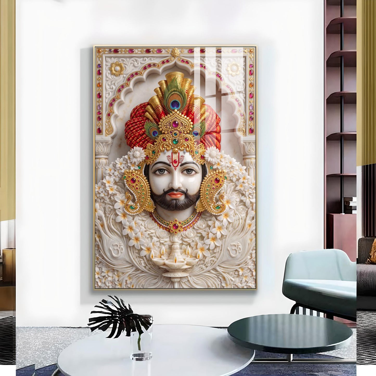 Khatu Shyam Ji Glass Finish Vertical Wall Art