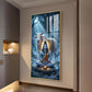 Meditating Lord Shiv With Nandi Glass Finish Vertical Wall Art