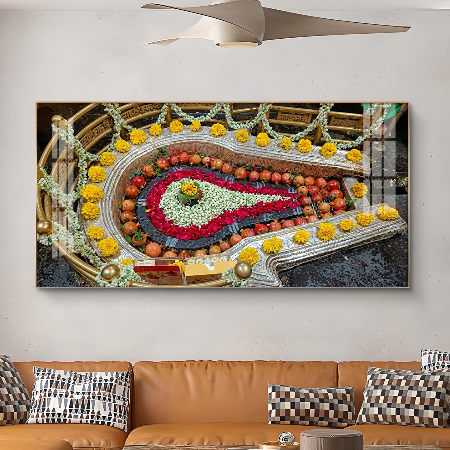 Bhimashankar Jyotirlinga Glass Finish Horizontal Wall Art