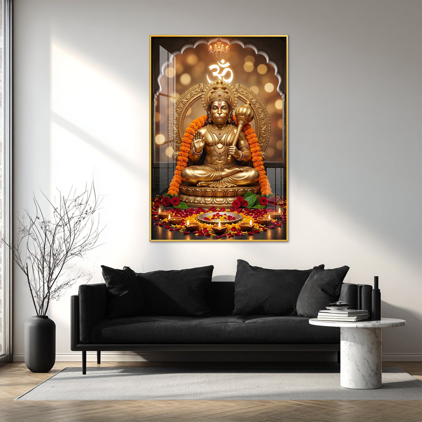 Samriddhi Hanuman Ji Glass Finish Vertical Wall Art