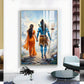 Divine Shiv Ji & Parvati Glass Finish Vertical Wall Art