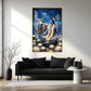 Lord Shiva Meditating Beside Nandi Glass Finish Vertical Wall Art