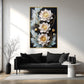 White Lotus With Golden Accents Glass Finish Vertical Wall Art