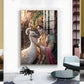 Shree Krishna With Peacock Glass Finish Vertical Wall Art