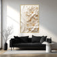 White Flowers With Golden Elements Glass Finish Vertical Wall Art