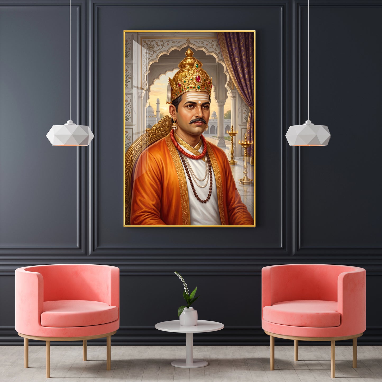Depicts Basavanna Glass Finish Vertical Wall Art