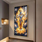 Lord Krishna Playing Bansuri Glass Finish Vertical Wall Art