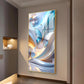 Enchanted Blue Flutter Glass Finish Vertical Wall Art
