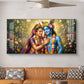 Radha Krishna Eternal Love & Devotion Glass Finish Horizontal Wall Art