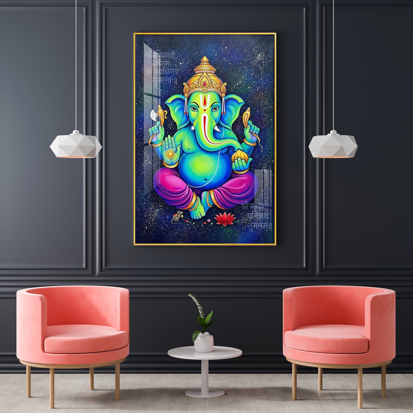 Lord Vinayak Glass Finish Vertical Wall Art