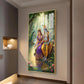 Radha Rani With Krishna Glass Finish Vertical Wall Art