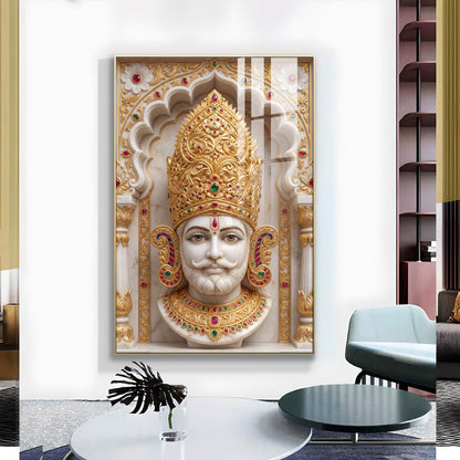 Divine Shyam Baba Glass Finish Vertical Wall Art