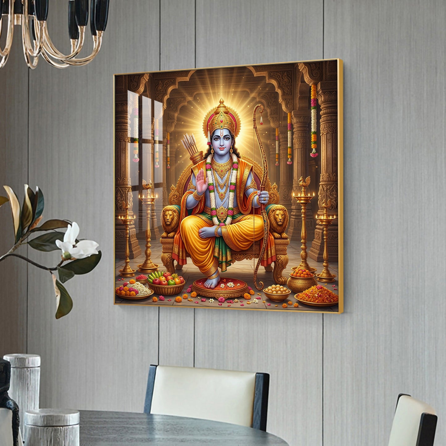 Lord Shri Ram Glass Finish Square Wall Art