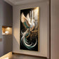 White Phoenix Glass Finish Vertical Wall Art