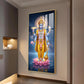 Divine Lord Vishnu Ji On Lotus Glass Finish Vertical Wall Art