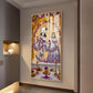 Depicting Radha & Krishna Glass Finish Vertical Wall Art