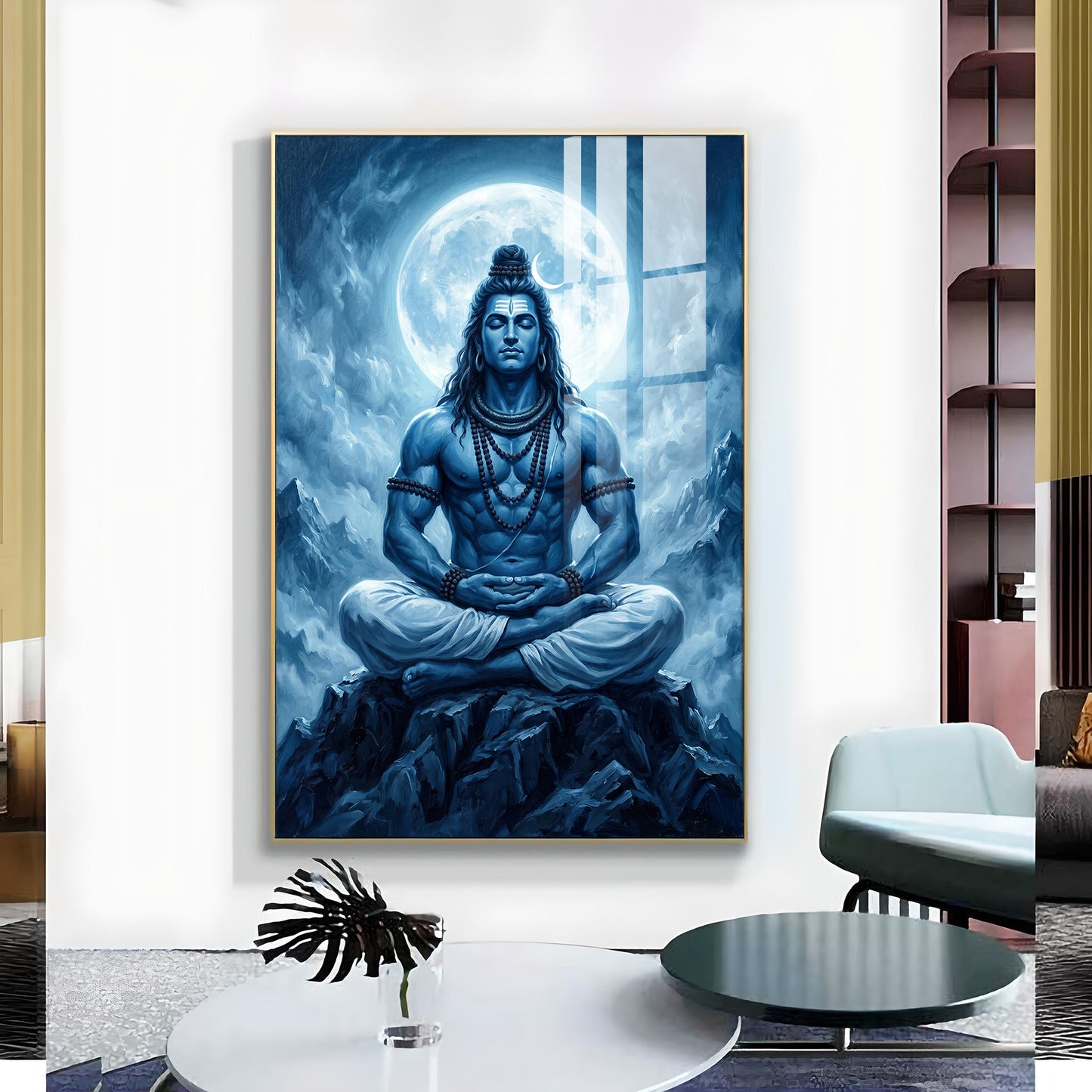 Divine Shiv Ji Glass Finish Vertical Wall Art