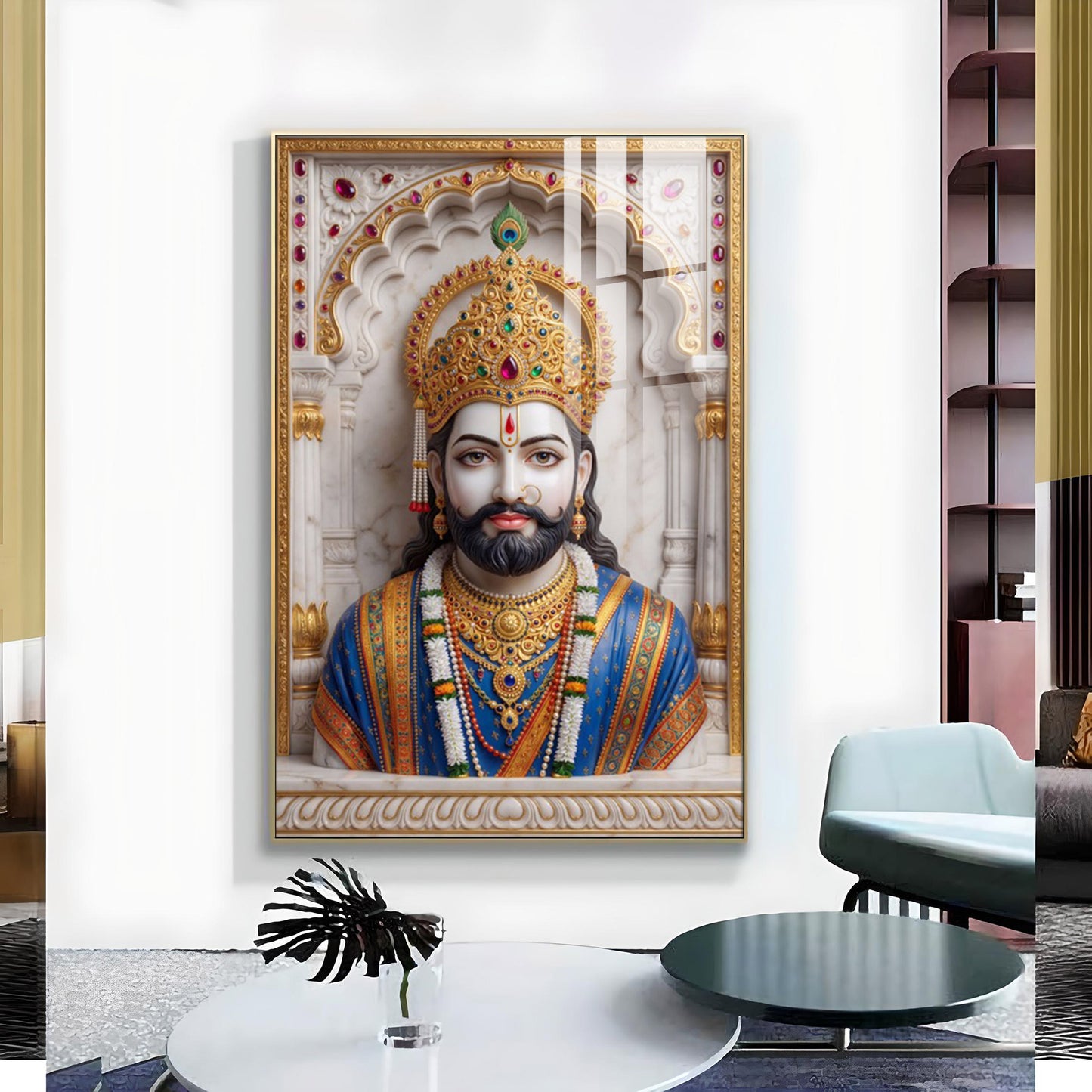 Khatushyam Baba Glass Finish Vertical Wall Art