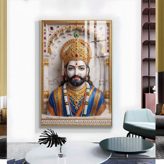 Khatushyam Baba Glass Finish Vertical Wall Art