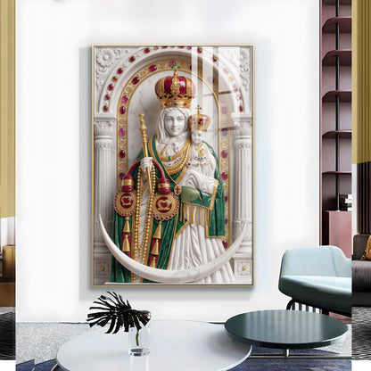 Velankanni Mother Mary Glass Finish Vertical Wall Art