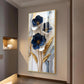 Blue & Gold Serenity Glass Finish Vertical Wall Art