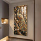 Elegant Peacock Fantasy Glass Finish Vertical Wall Art