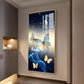 Azure Butterfly Dance Glass Finish Vertical Wall Art