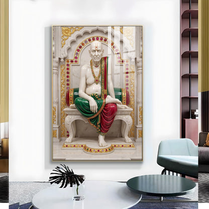Jai Swami Samarth Glass Finish Vertical Wall Art